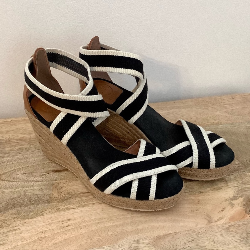 Elastic cross strap wedges heels boho beachy nautical shoes sandals beach